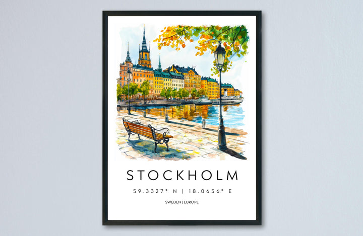Stockholm Watercolor Poster Stockholm Travel Print Stockholm Wall Art Stockholm Cityscape Painting Stockholm Souvenir Sweden Decor