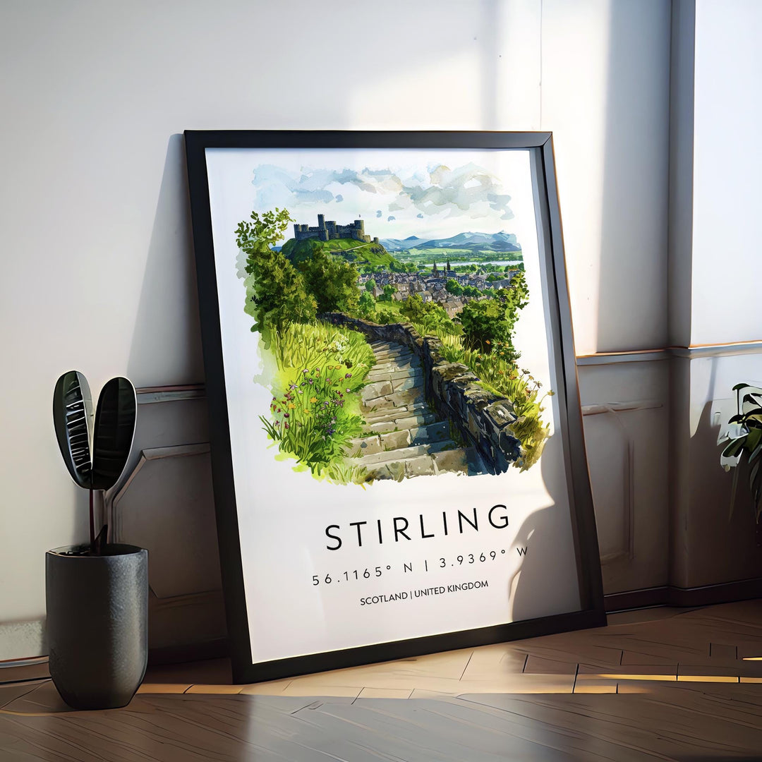Stirling Castle Watercolor Poster Stirling Castle Travel Print Stirling Castle Wall Art Stirling Castle Painting Scotland Souvenir Decor