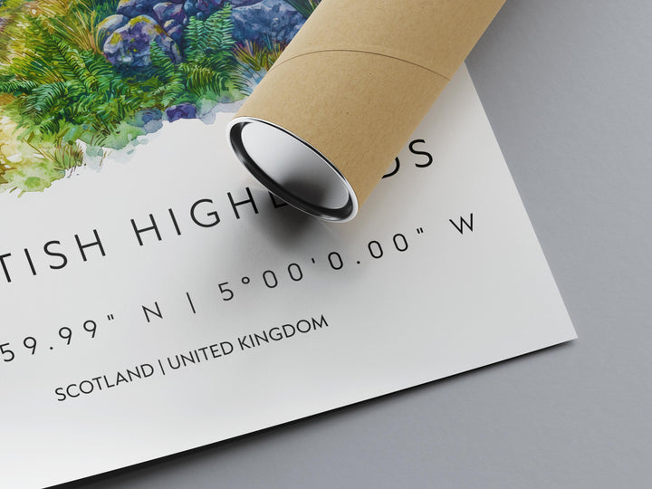 Scottish Highlands Watercolor Poster Scottish Highlands Travel Print Scottish Highlands Wall Art Scottish Highlands Landscape Painting