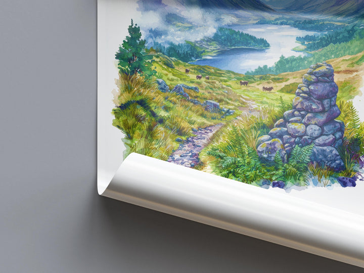 Scottish Highlands Watercolor Poster Scottish Highlands Travel Print Scottish Highlands Wall Art Scottish Highlands Landscape Painting