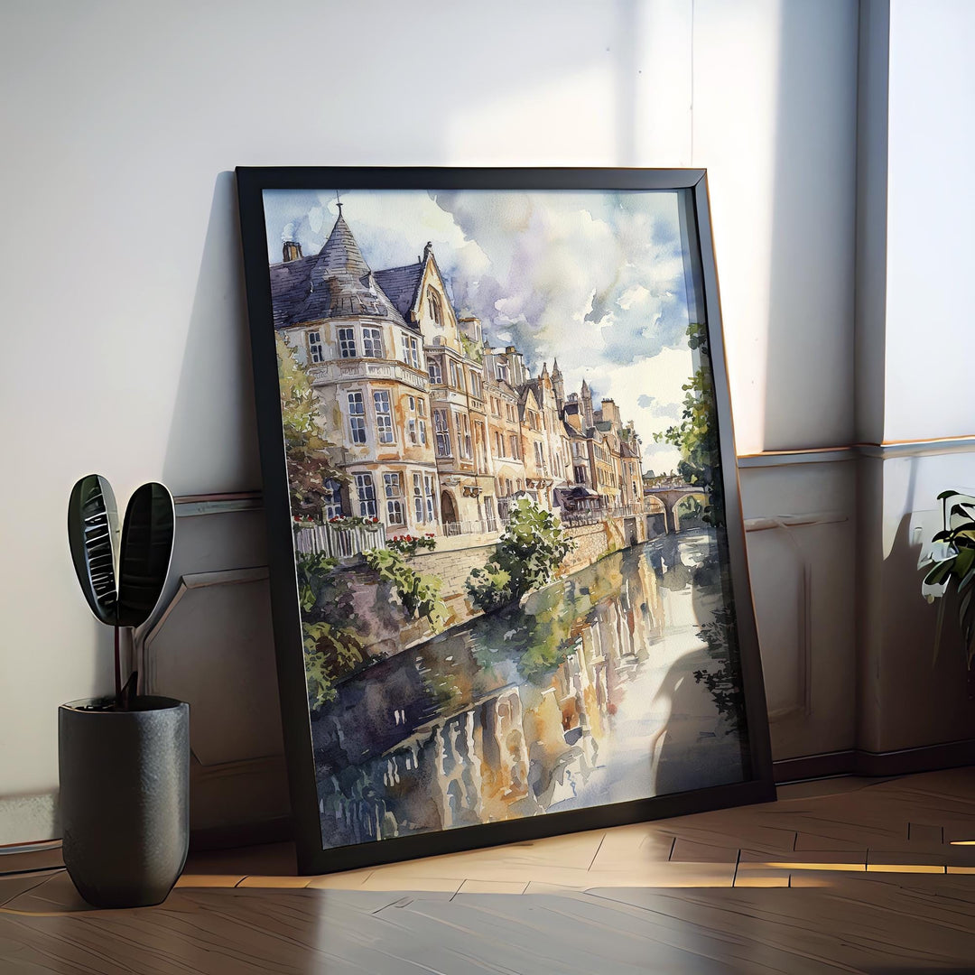 Bath Watercolor Poster Bath Travel Print Bath Wall Art Bath Cityscape Painting Bath Souvenir England Decor