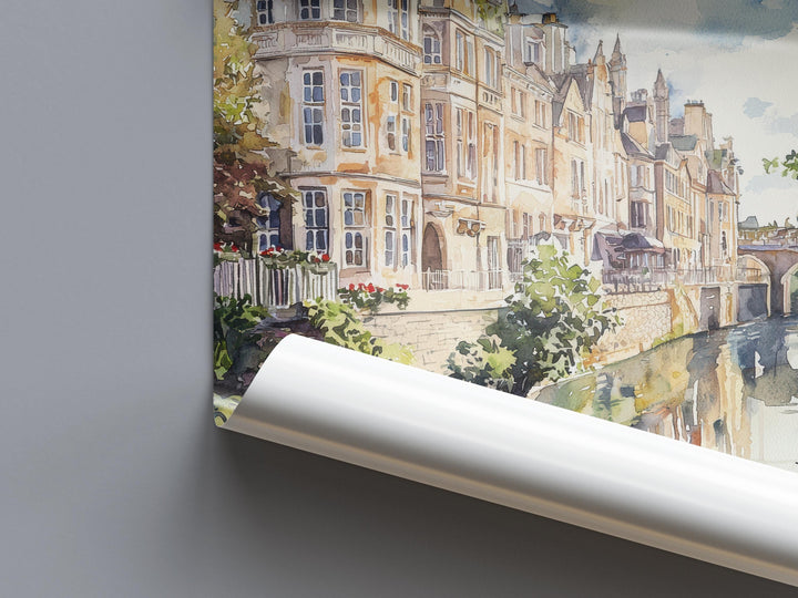 Bath Watercolor Poster Bath Travel Print Bath Wall Art Bath Cityscape Painting Bath Souvenir England Decor