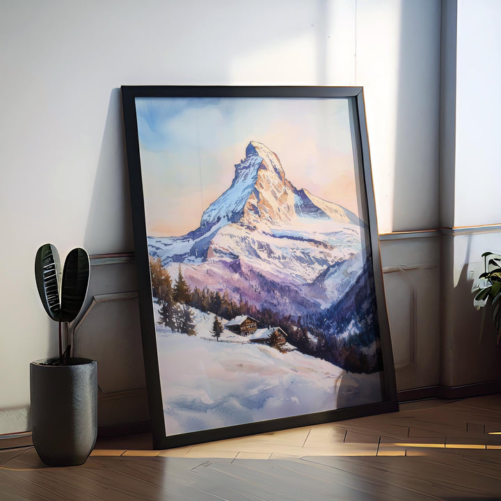 Zermatt Watercolor Poster Zermatt Travel Print Zermatt Wall Art Zermatt Mountain Painting Zermatt Souvenir Swiss Alps Decor