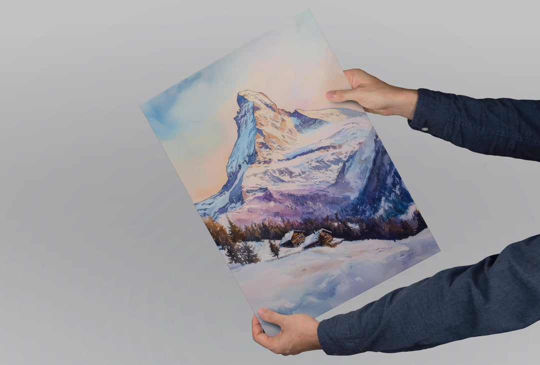 Zermatt Watercolor Poster Zermatt Travel Print Zermatt Wall Art Zermatt Mountain Painting Zermatt Souvenir Swiss Alps Decor