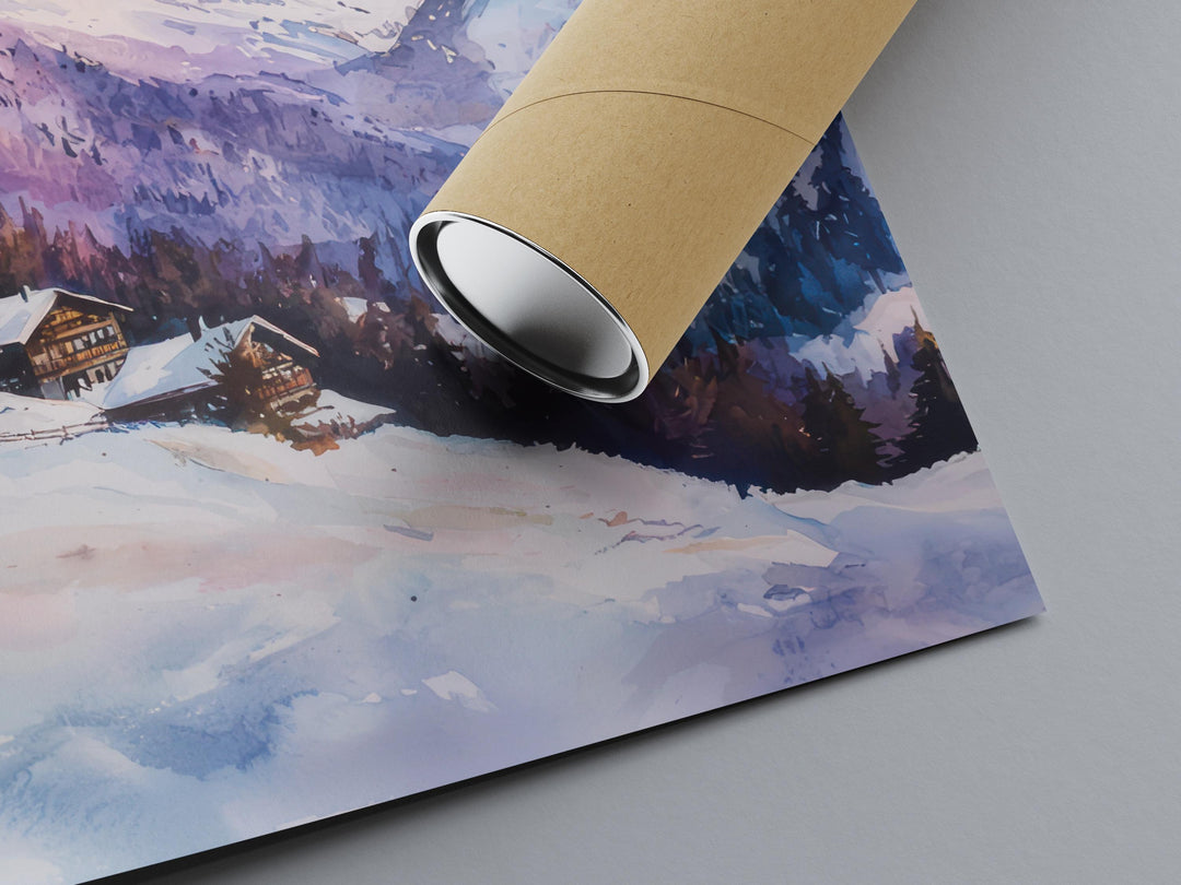 Zermatt Watercolor Poster Zermatt Travel Print Zermatt Wall Art Zermatt Mountain Painting Zermatt Souvenir Swiss Alps Decor