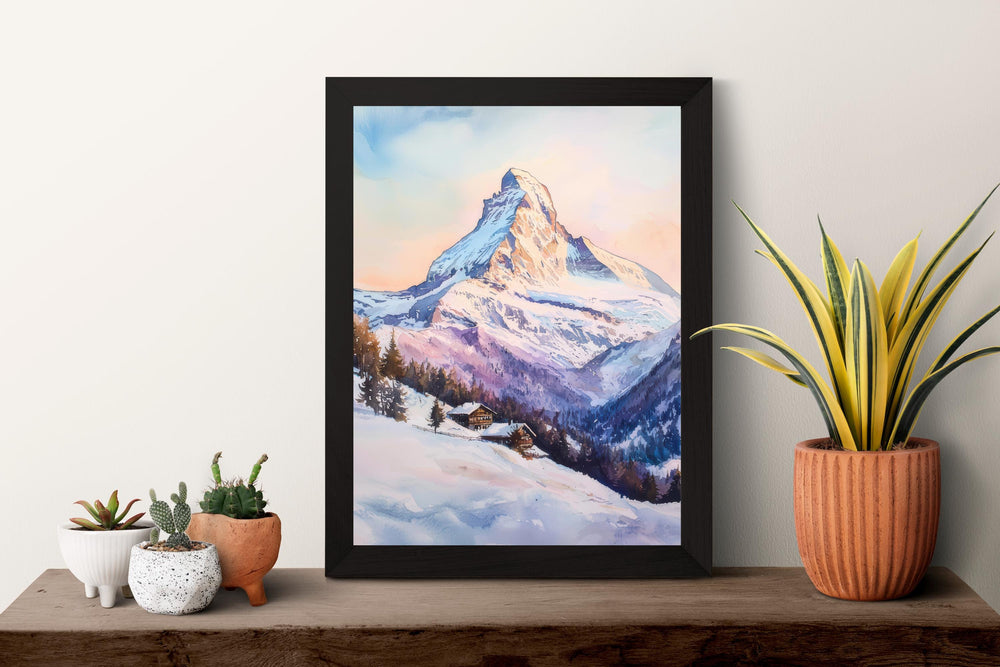 Zermatt Watercolor Poster Zermatt Travel Print Zermatt Wall Art Zermatt Mountain Painting Zermatt Souvenir Swiss Alps Decor