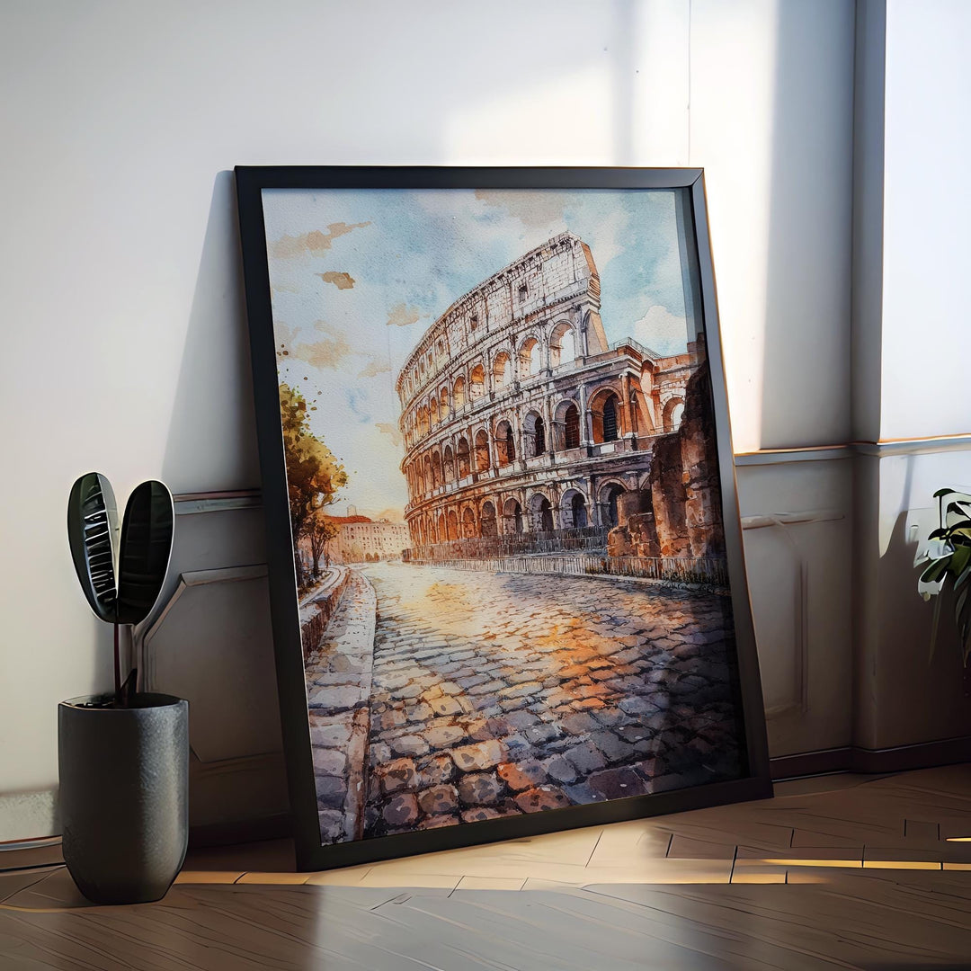 Rome Watercolor Poster Rome Travel Print Rome Wall Art Rome Cityscape Painting Rome Souvenir Italy Decor