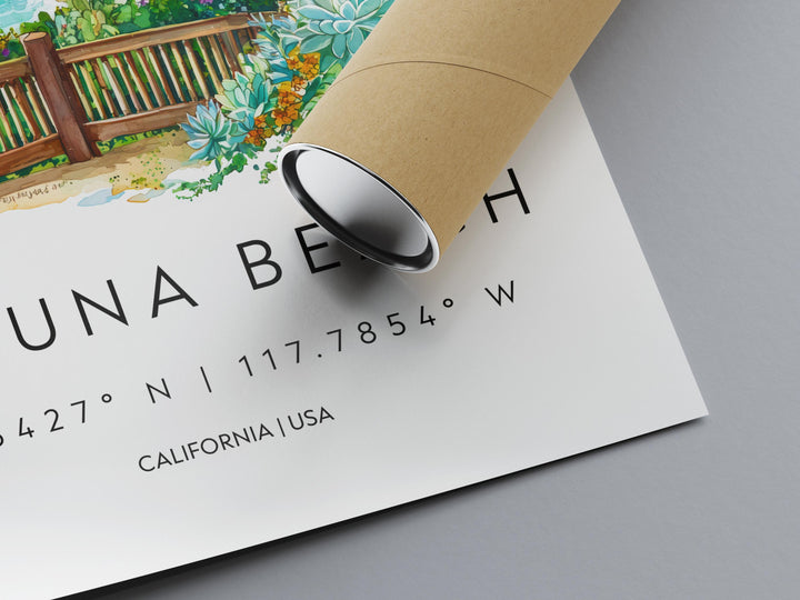 Laguna Beach Watercolor Poster Laguna Beach Travel Print California Wall Art Coastal Painting Laguna Decor