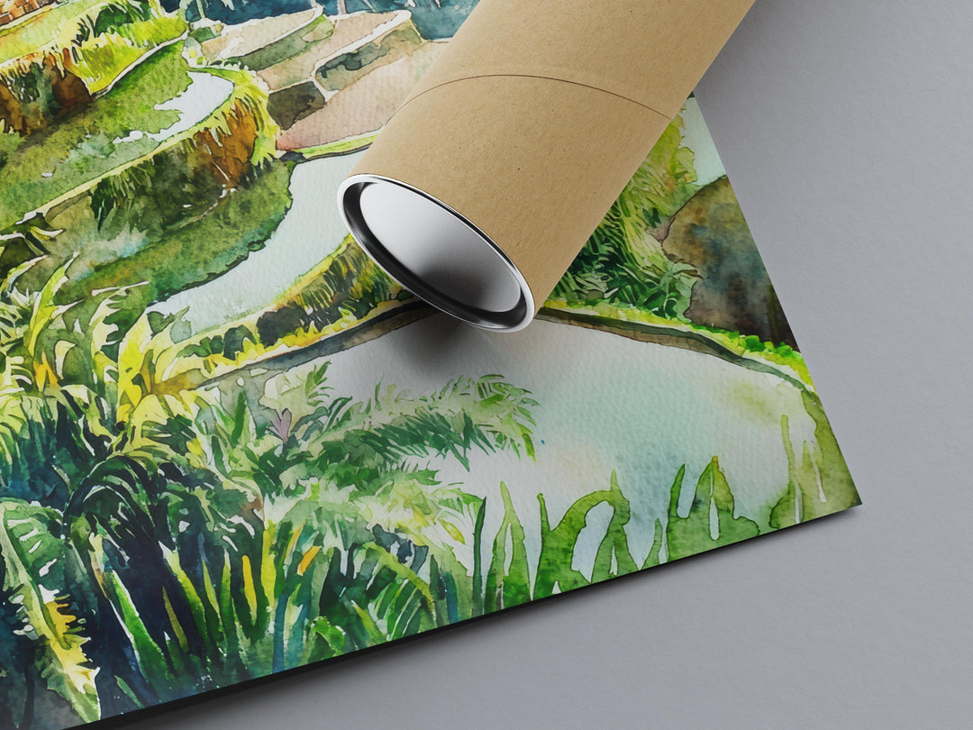 Bali Watercolor Poster Bali Travel Print Bali Wall Art Bali Landscape Painting Bali Souvenir Indonesia Decor