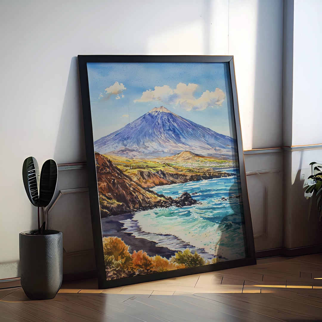 Tenerife Watercolor Poster Tenerife Travel Print Tenerife Wall Art Tenerife Landscape Painting Tenerife Souvenir Spain Decor