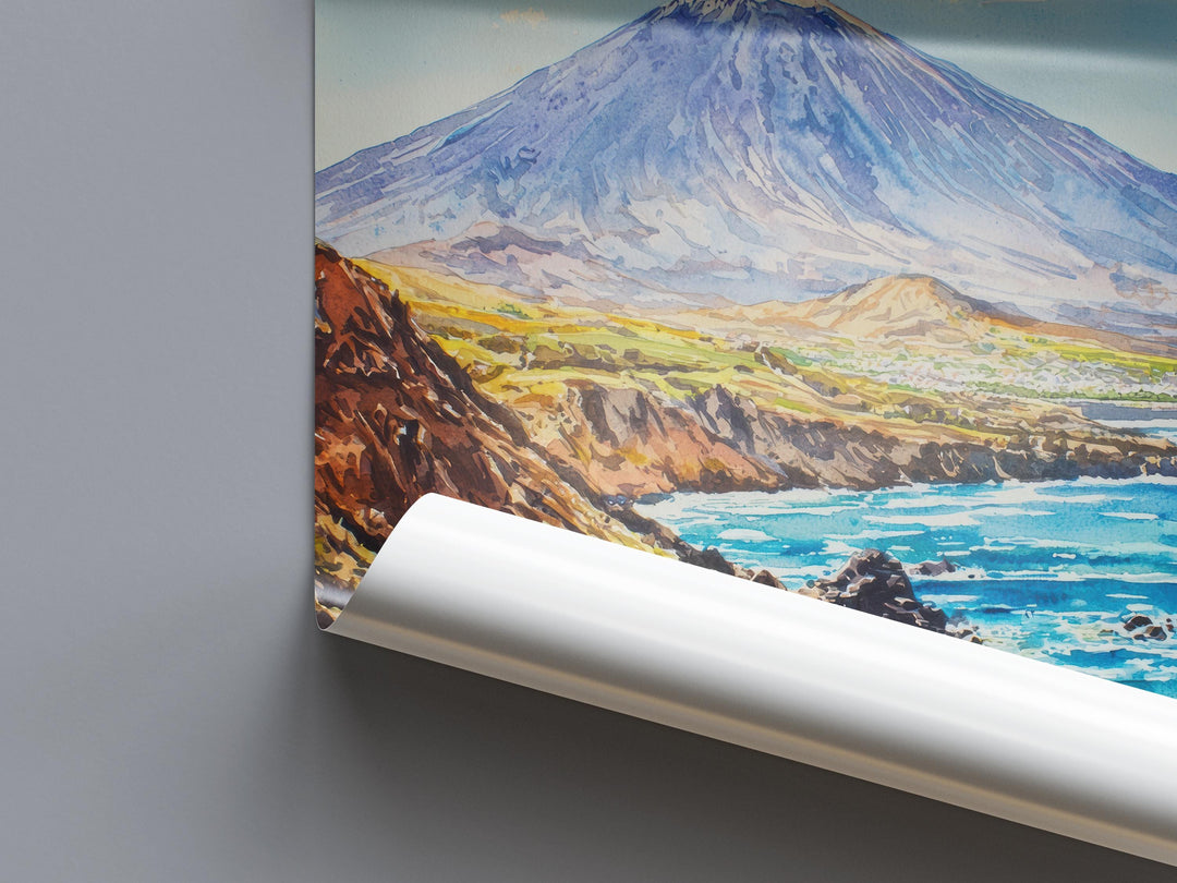 Tenerife Watercolor Poster Tenerife Travel Print Tenerife Wall Art Tenerife Landscape Painting Tenerife Souvenir Spain Decor