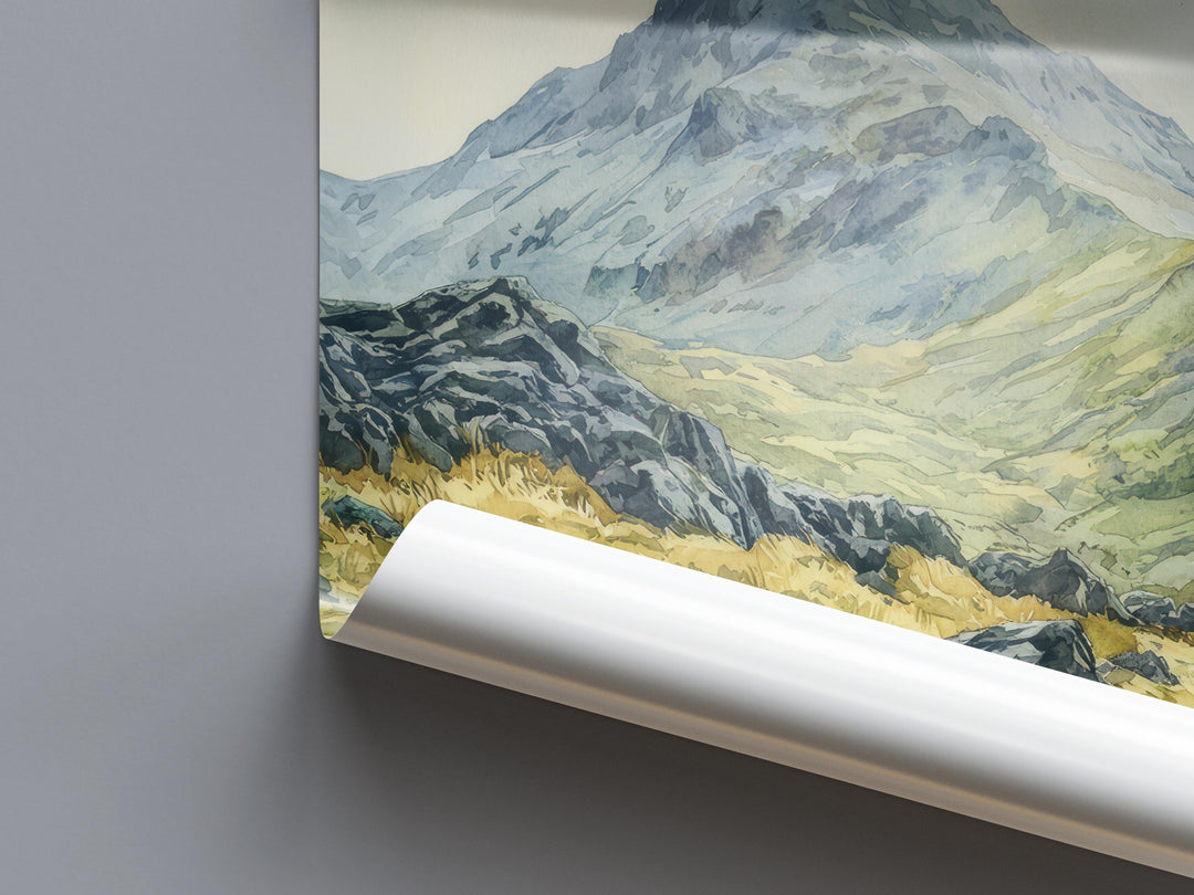 Scafell Pike Watercolor Poster Scafell Pike Travel Print Scafell Pike Wall Art Scafell Pike Souvenir Lake District Decor