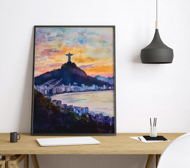 Rio de Janeiro Watercolor Poster Rio de Janeiro Travel Print Rio Wall Art Rio Cityscape Painting Rio Souvenir Brazil Decor