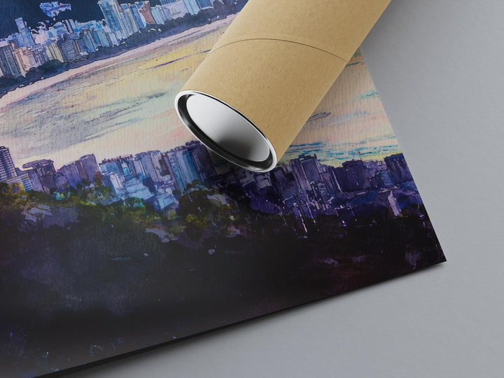 Rio de Janeiro Watercolor Poster Rio de Janeiro Travel Print Rio Wall Art Rio Cityscape Painting Rio Souvenir Brazil Decor