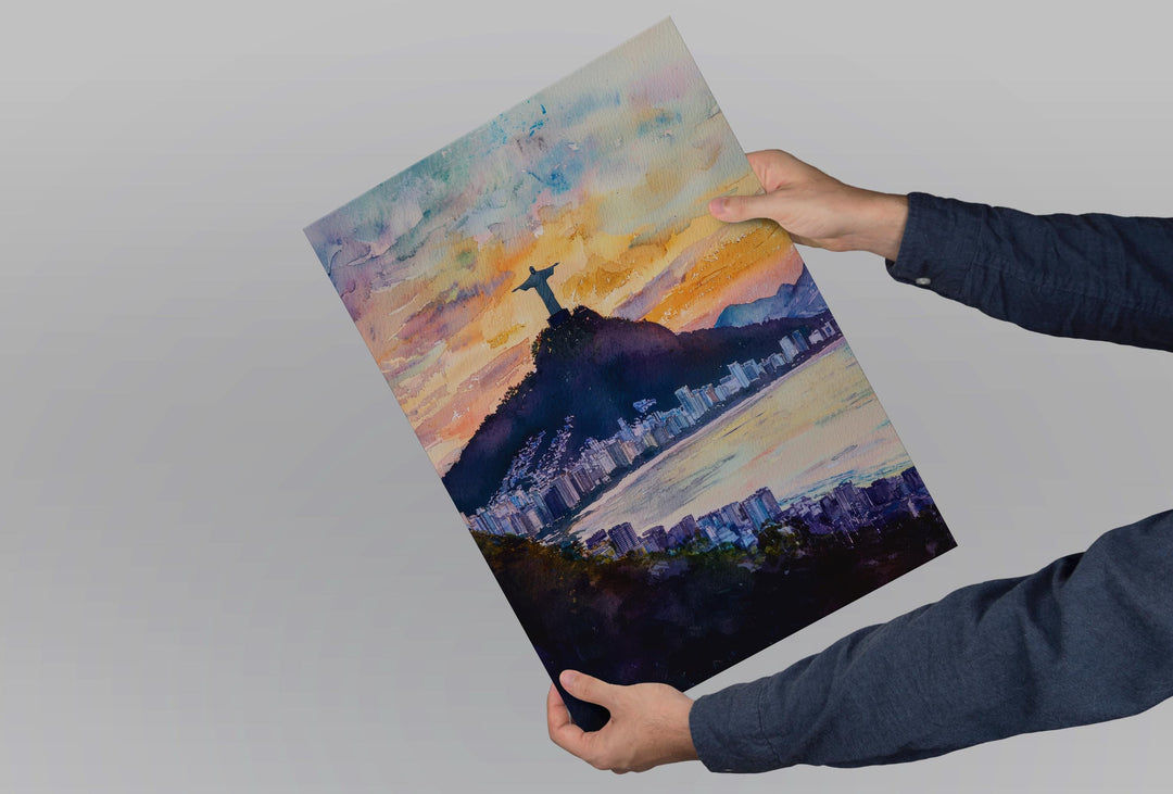 Rio de Janeiro Watercolor Poster Rio de Janeiro Travel Print Rio Wall Art Rio Cityscape Painting Rio Souvenir Brazil Decor