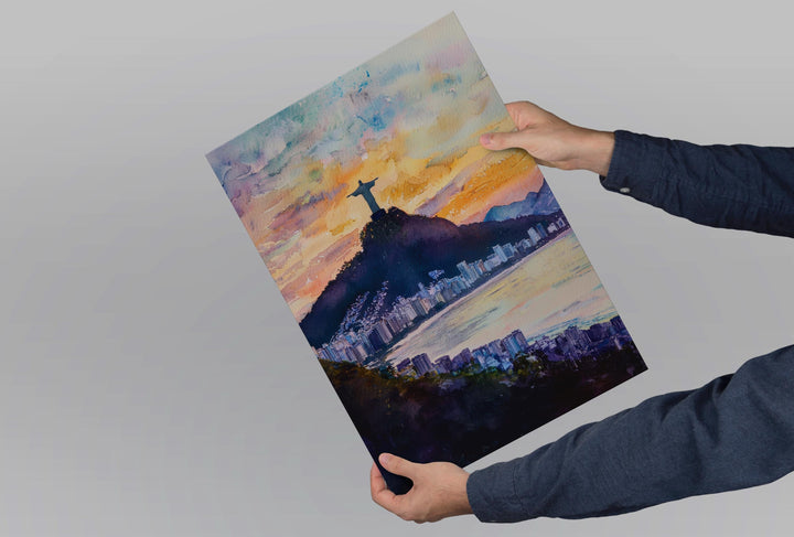 Rio de Janeiro Watercolor Poster Rio de Janeiro Travel Print Rio Wall Art Rio Cityscape Painting Rio Souvenir Brazil Decor