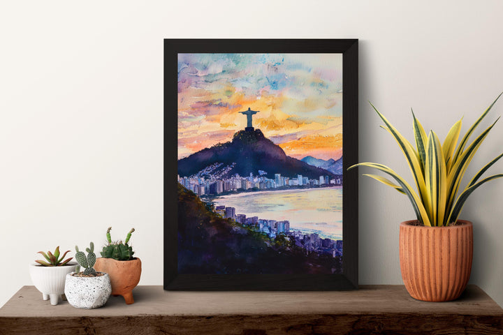 Rio de Janeiro Watercolor Poster Rio de Janeiro Travel Print Rio Wall Art Rio Cityscape Painting Rio Souvenir Brazil Decor
