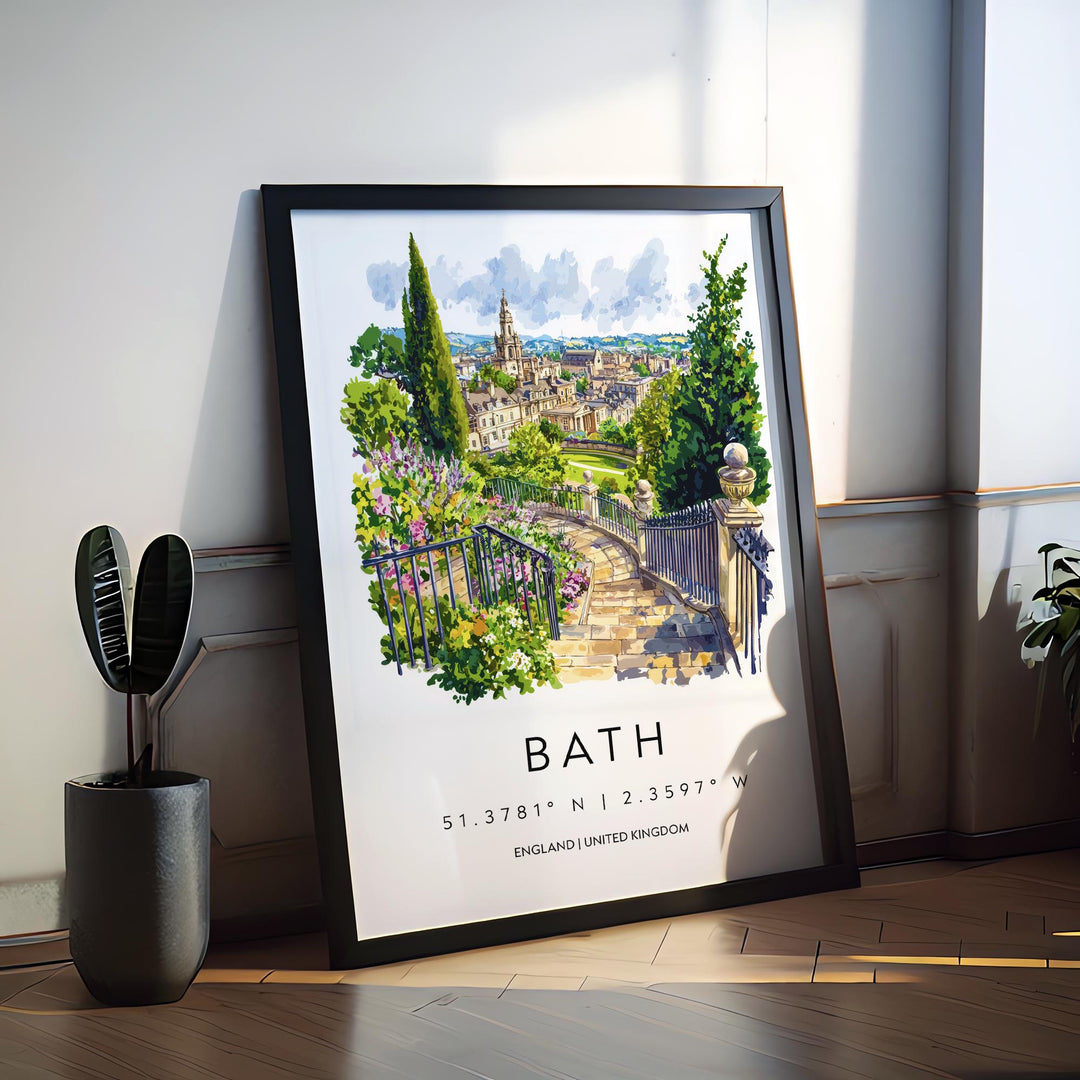 Bath Watercolor Poster Bath Travel Print Bath Wall Art Bath Cityscape Painting Bath Souvenir Architecture UK Decor