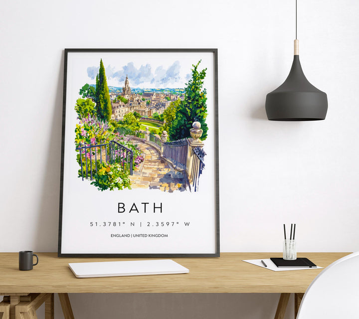 Bath Watercolor Poster Bath Travel Print Bath Wall Art Bath Cityscape Painting Bath Souvenir Architecture UK Decor