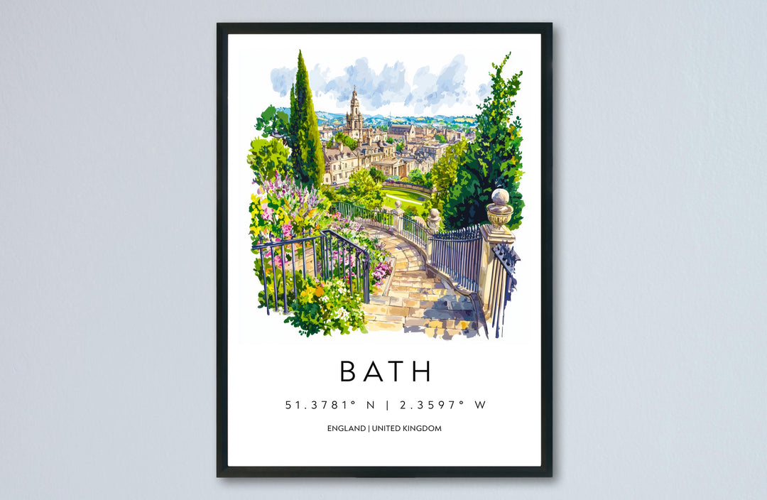 Bath Watercolor Poster Bath Travel Print Bath Wall Art Bath Cityscape Painting Bath Souvenir Architecture UK Decor