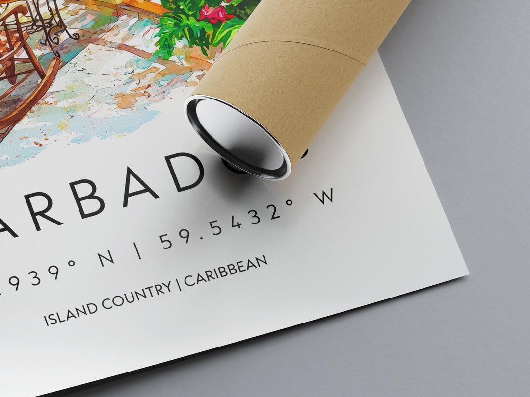 Barbados Watercolor Poster Barbados Travel Print Barbados Wall Art Caribbean Island Painting Barbados Souvenir Decor