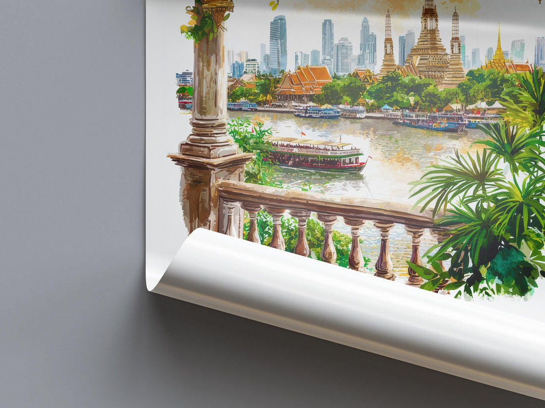 Bangkok Watercolor Poster Bangkok Travel Print Bangkok Wall Art Bangkok Cityscape Painting Bangkok Souvenir Thailand Decor