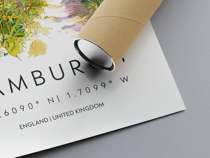 Bamburgh Castle Watercolor Poster Bamburgh Travel Print Bamburgh Wall Art Castle Painting Northumberland UK Decor