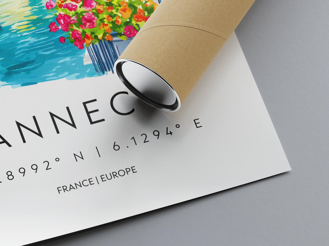 Annecy Watercolor Poster Annecy Travel Print Annecy Wall Art Annecy Landscape Painting Annecy Souvenir France Decor