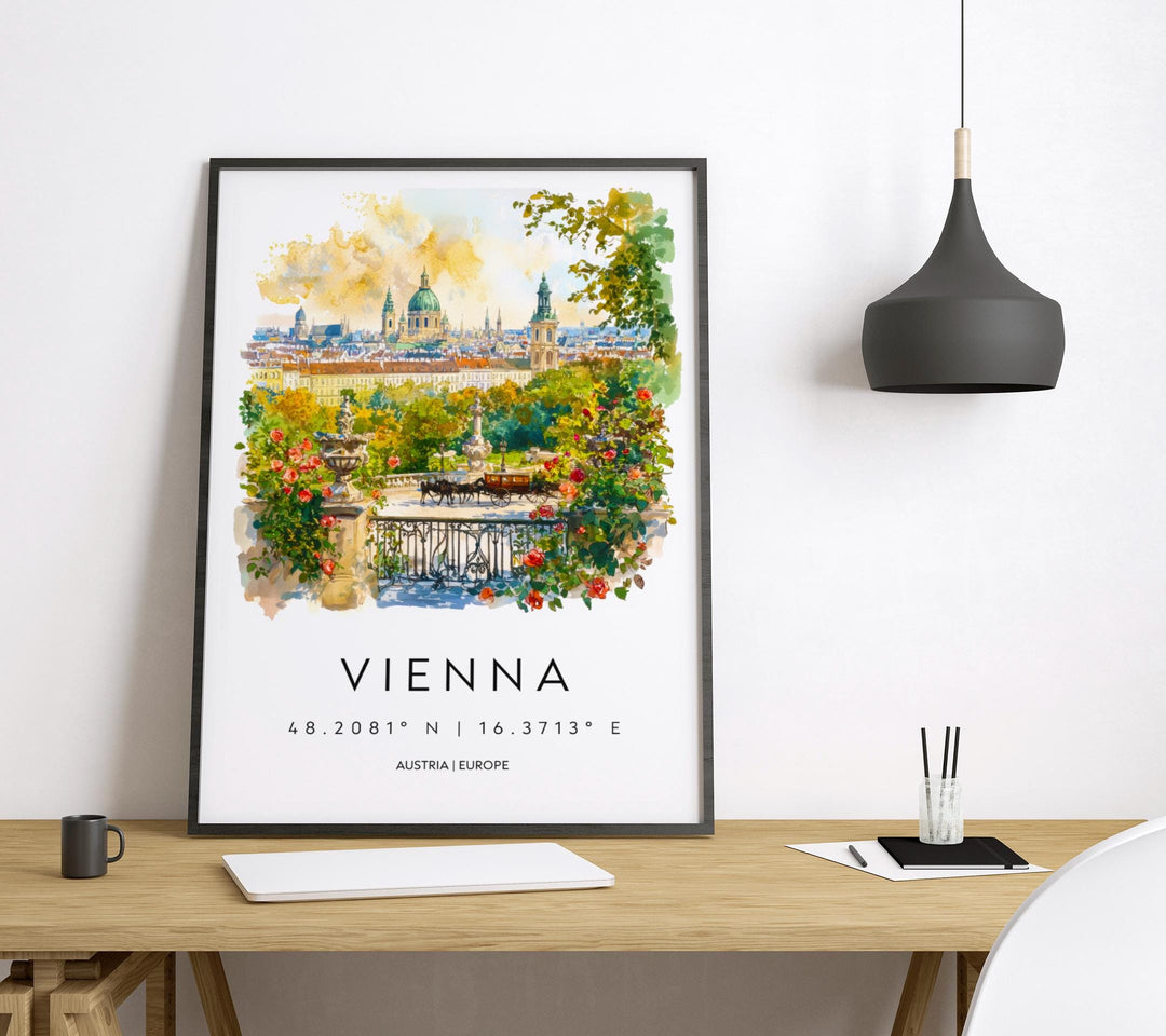 Vienna Watercolor Poster Vienna Travel Print Vienna Wall Art Vienna Cityscape Painting Vienna Souvenir Austria Decor