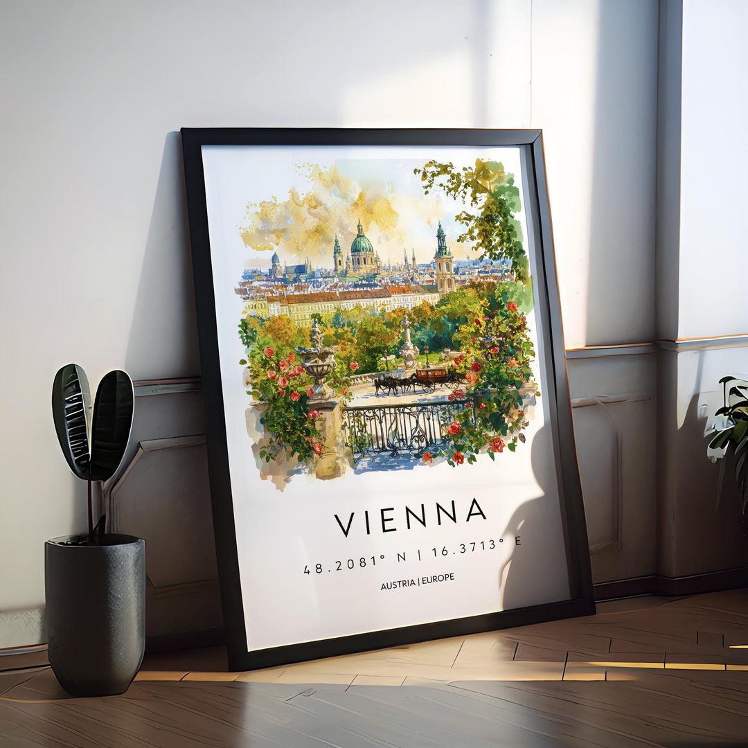 Vienna Watercolor Poster Vienna Travel Print Vienna Wall Art Vienna Cityscape Painting Vienna Souvenir Austria Decor