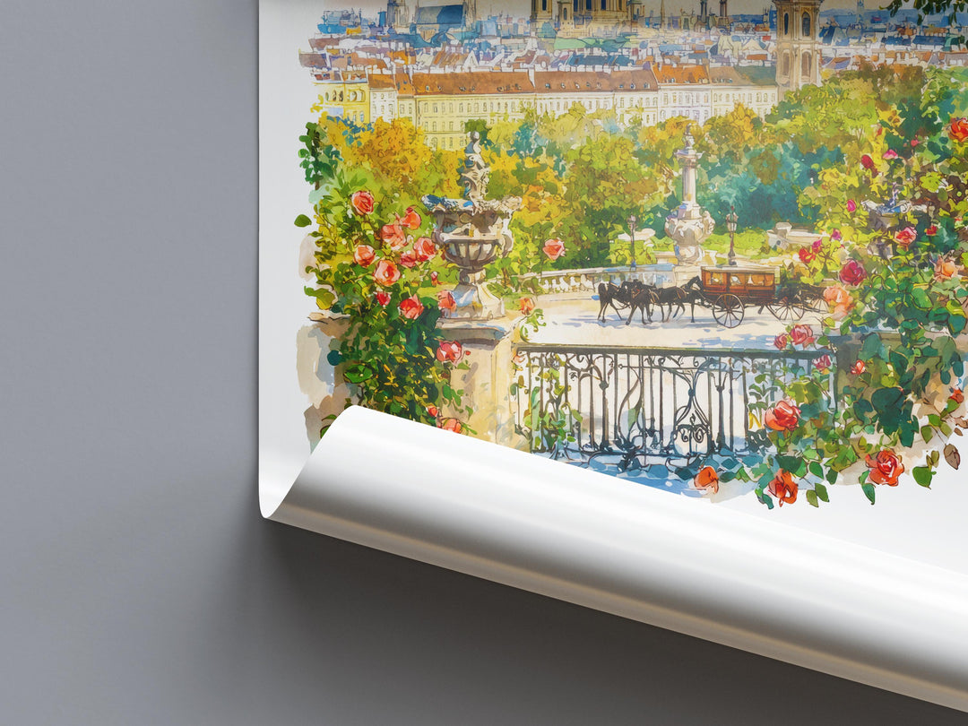 Vienna Watercolor Poster Vienna Travel Print Vienna Wall Art Vienna Cityscape Painting Vienna Souvenir Austria Decor