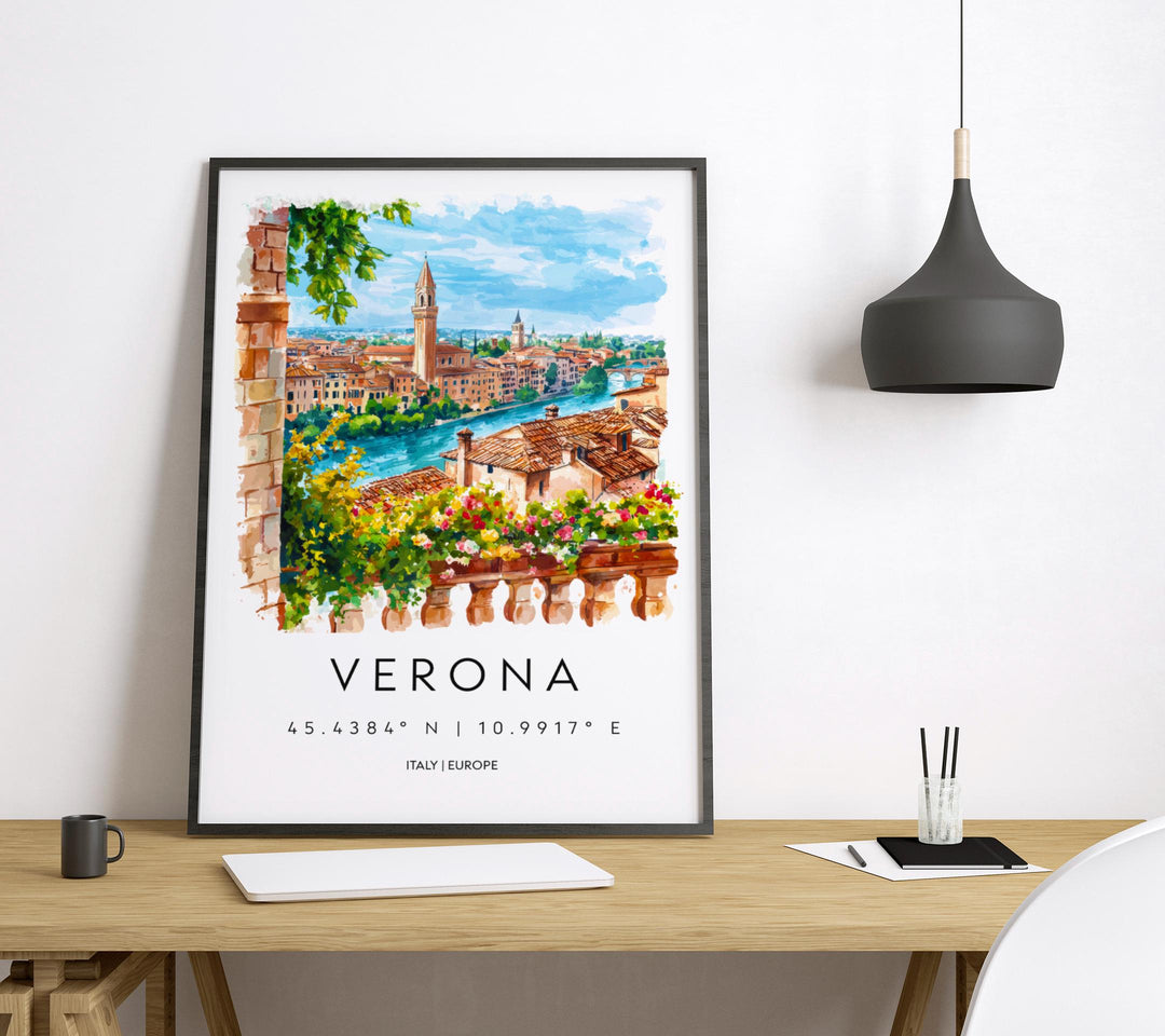 Verona Watercolor Poster Verona Travel Print Verona Wall Art Verona Cityscape Painting Verona Souvenir Italy Decor