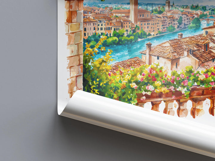 Verona Watercolor Poster Verona Travel Print Verona Wall Art Verona Cityscape Painting Verona Souvenir Italy Decor