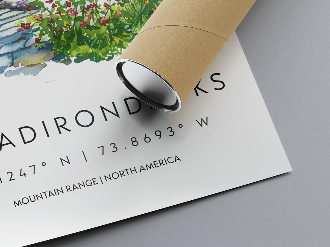 Adirondacks Watercolor Poster Adirondacks Travel Print Adirondacks Wall Art Mountain Landscape Painting Nature Decor