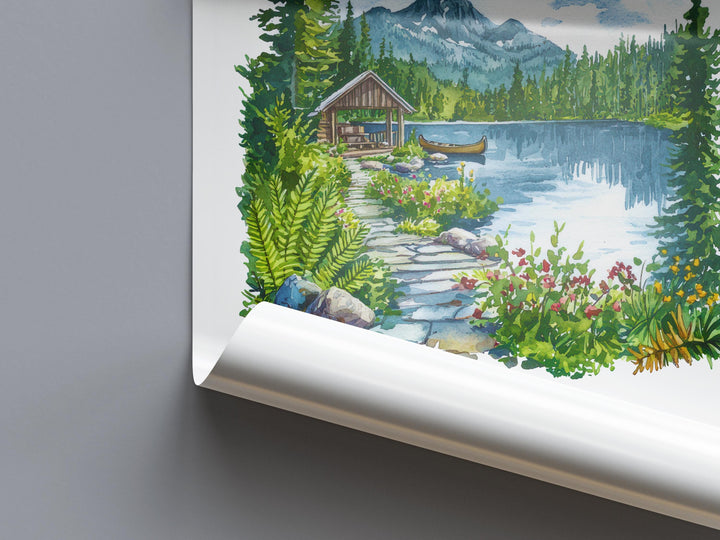 Adirondacks Watercolor Poster Adirondacks Travel Print Adirondacks Wall Art Mountain Landscape Painting Nature Decor