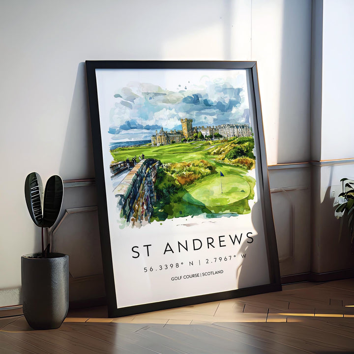 St Andrews Watercolor Poster St Andrews Travel Print St Andrews Wall Art St Andrews Painting Scotland Coastal Decor