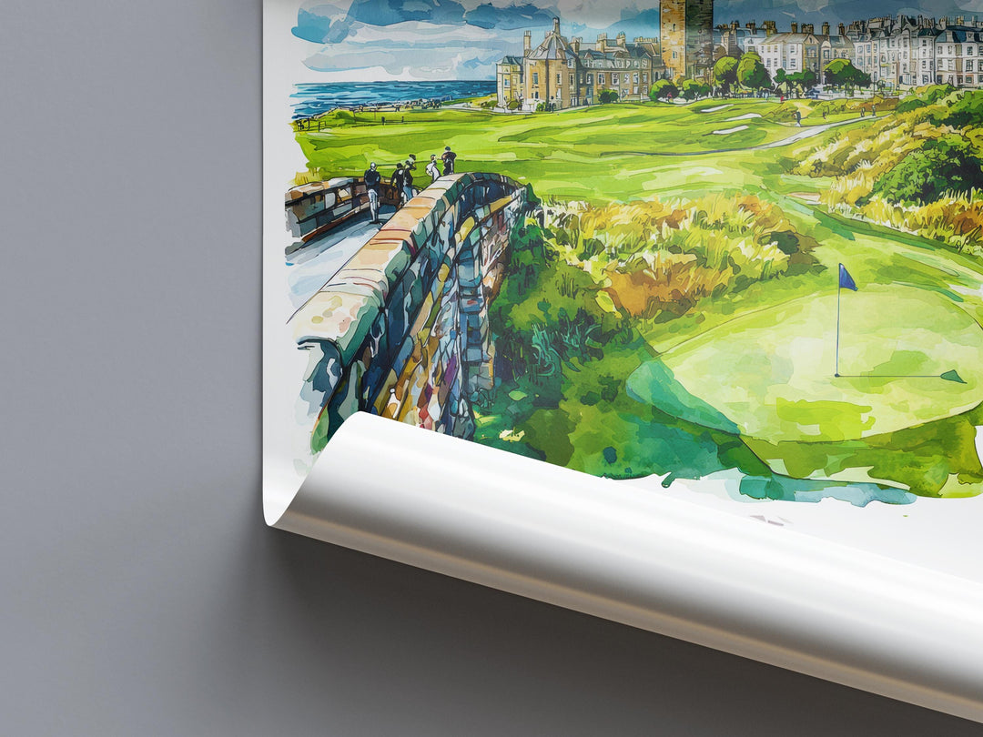 St Andrews Watercolor Poster St Andrews Travel Print St Andrews Wall Art St Andrews Painting Scotland Coastal Decor