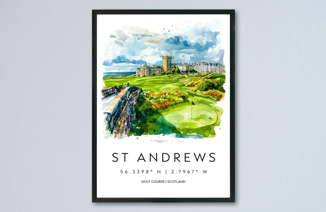 St Andrews Watercolor Poster St Andrews Travel Print St Andrews Wall Art St Andrews Painting Scotland Coastal Decor
