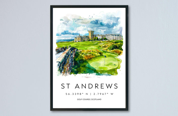 St Andrews Watercolor Poster St Andrews Travel Print St Andrews Wall Art St Andrews Painting Scotland Coastal Decor