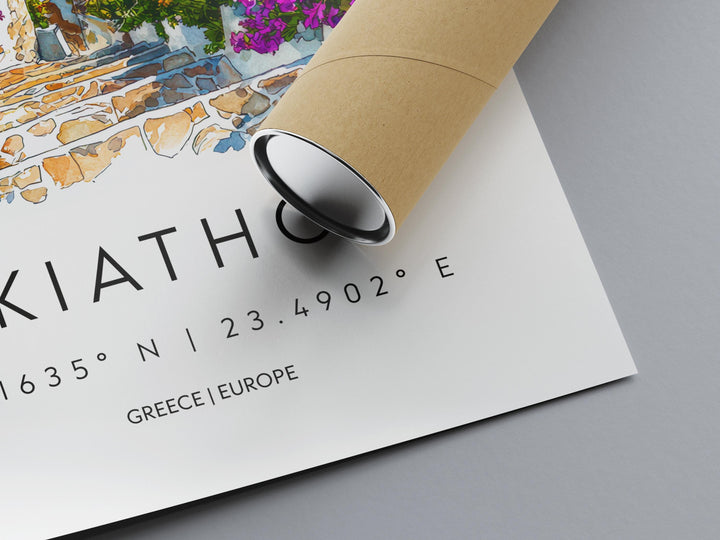 Skiathos Watercolor Poster Skiathos Travel Print Skiathos Wall Art Skiathos Painting Greek Island Souvenir Decor