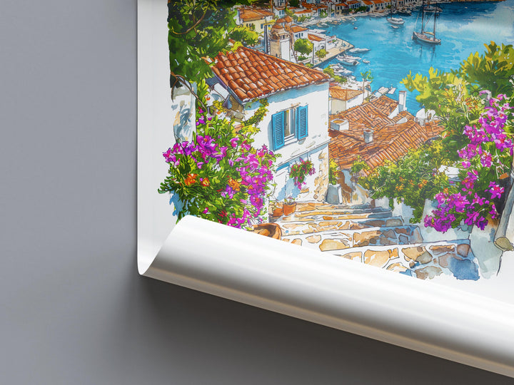 Skiathos Watercolor Poster Skiathos Travel Print Skiathos Wall Art Skiathos Painting Greek Island Souvenir Decor