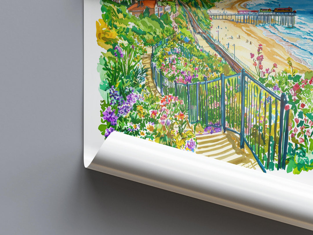 Saltburn Watercolor Poster Saltburn-by-the-Sea Travel Print Saltburn Wall Art Coastal Painting UK Seaside Souvenir