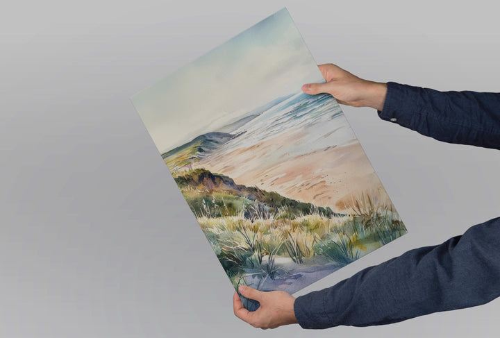 Woolacombe Watercolor Poster Woolacombe Travel Print Woolacombe Wall Art Seaside Painting Devon Beach Souvenir Decor