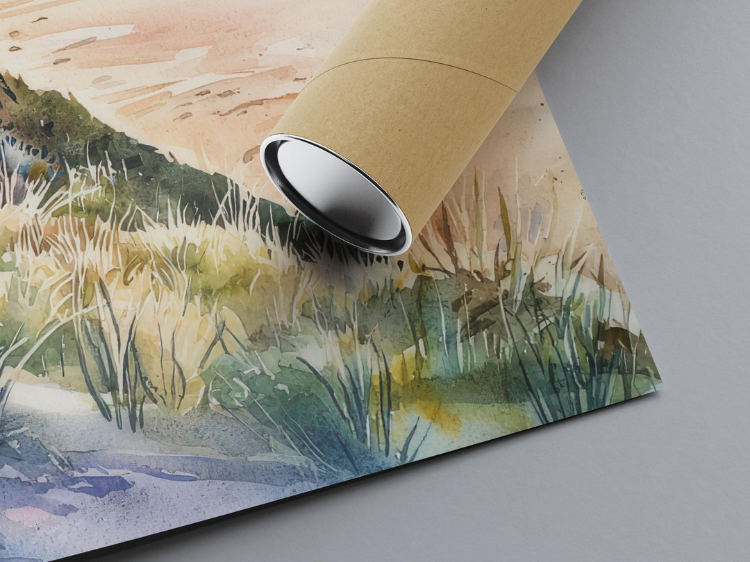 Woolacombe Watercolor Poster Woolacombe Travel Print Woolacombe Wall Art Seaside Painting Devon Beach Souvenir Decor