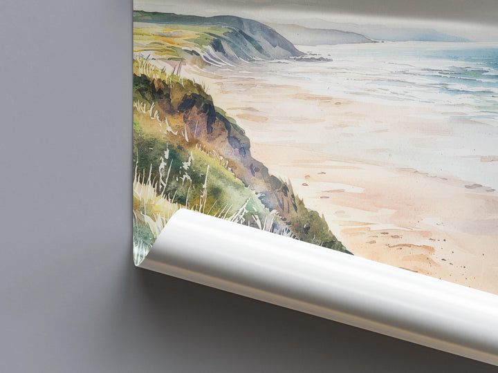 Woolacombe Watercolor Poster Woolacombe Travel Print Woolacombe Wall Art Seaside Painting Devon Beach Souvenir Decor