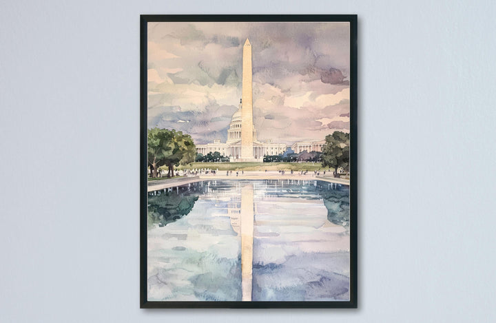 Washington DC Monument Watercolor Poster Travel Print Wall Art DC Souvenir Landmark Painting USA Capital Decor