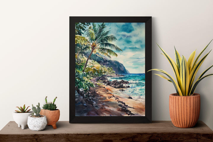 Maui Watercolor Poster Maui Travel Print Maui Wall Art Hawaii Island Painting Maui Souvenir Tropical Beach Decor