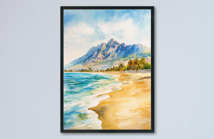 Marbella Watercolor Poster Spain Travel Print Wall Art Home Decor Gift Andalusian Coastal Luxury Resort Wall Decor Hanging