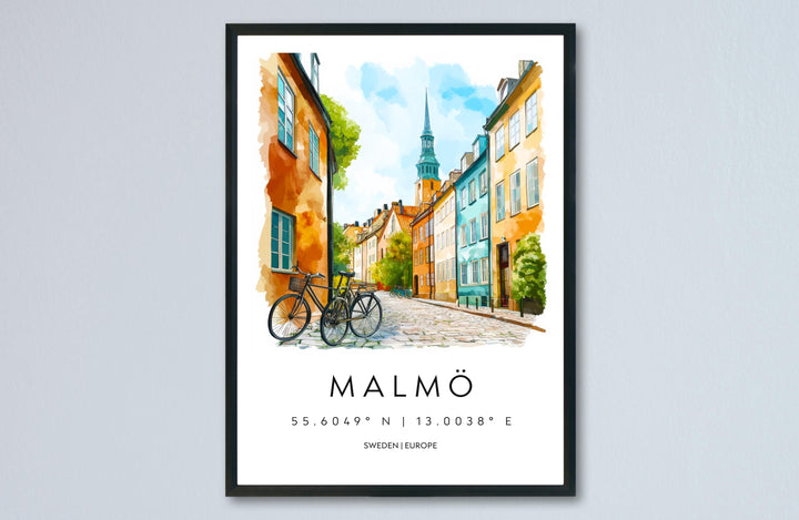 Malmö Watercolor Poster Wall Art Malmö Wall Decor Home Décor Malmö Gift Sweden Art Lover Gift, Travel Souvenir Print