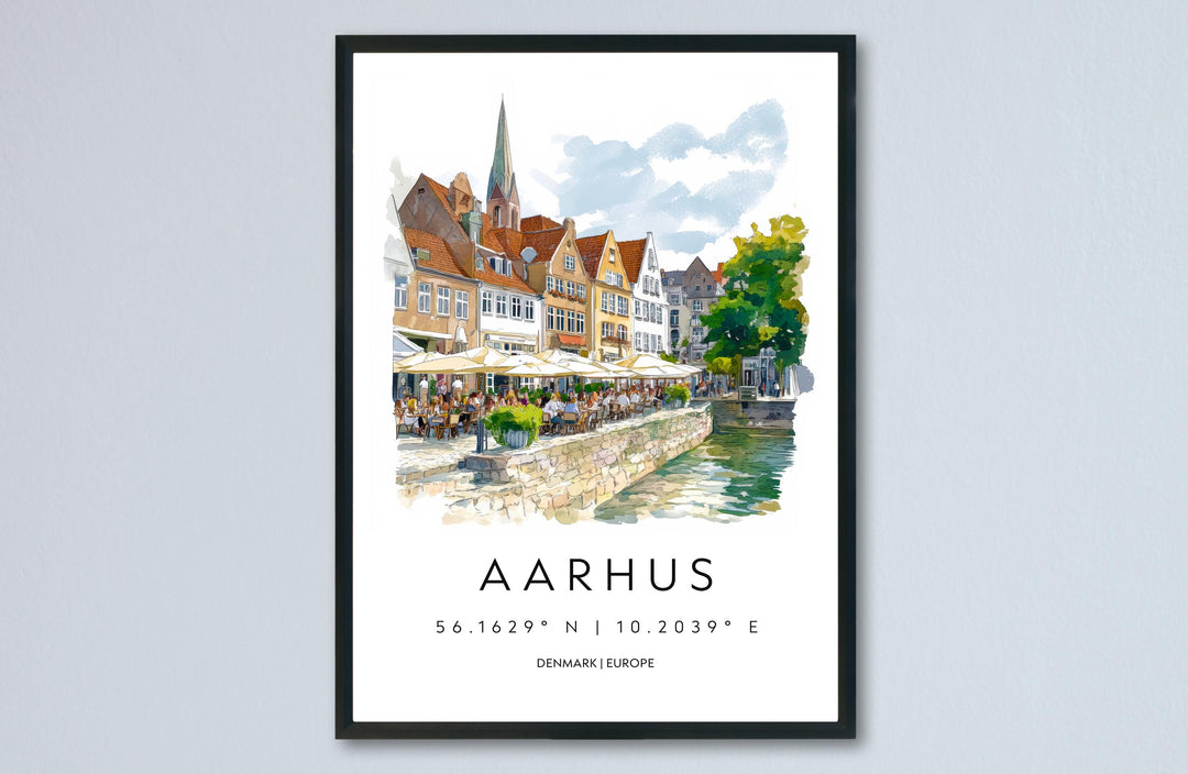 Aarhus Watercolor Poster Wall Art Aarhus Wall Decor Home Décor Aarhus Gift Denmark Art Lover Gift, Travel Souvenir Print